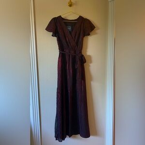 ModCloth Metallic Maxi Dress NWT Deep Metallic Red Small